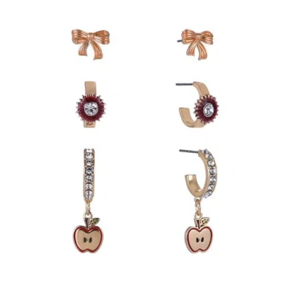 Hallmark Apple, Bow And Sunflower Hoop Trio Earring Set In Multi