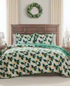 Hallmark Bedding Poinsettia Holiday 3-pc. Quilt Set, Full/queen In Green
