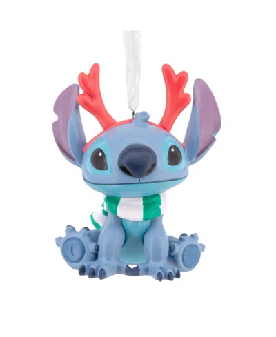 Hallmark Christmas Ornament Disney Stitch With Red Antlers In Blue