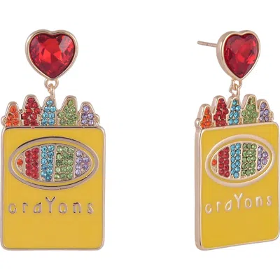 Hallmark Enamel Crayon Earrings In Brown