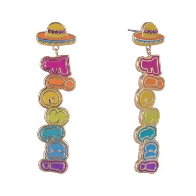 Hallmark Enamel Fiesta Linear Drop Earrings In Gold