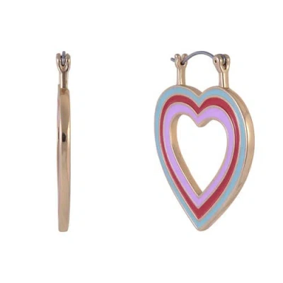 Hallmark Enamel Heart Hoop Earrings In Metallic