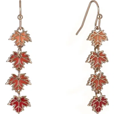 Hallmark Enamel Linear Maple Leaf Earrings In Yellow