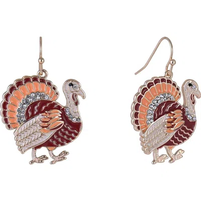Hallmark Enamel Turkey Earrings In Metallic