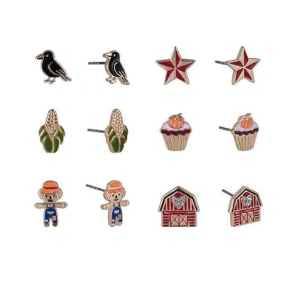 Hallmark Farm Favorites 6 Pair Earring Set In Gold