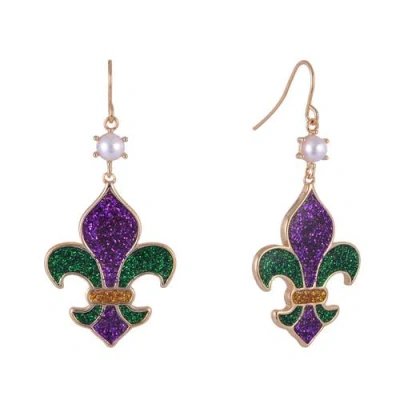 Hallmark Fleur De Lis Earrings For Mardi Gras In Orange