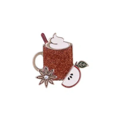 Hallmark Glitter Enamel Hot Cider Mug Pin In Brown