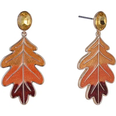 Hallmark Glitter Enamel Oak Leaf Earrings In Multi