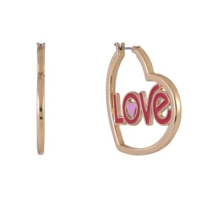 Hallmark Gold Tone Heart Shaped Hoop Earrings