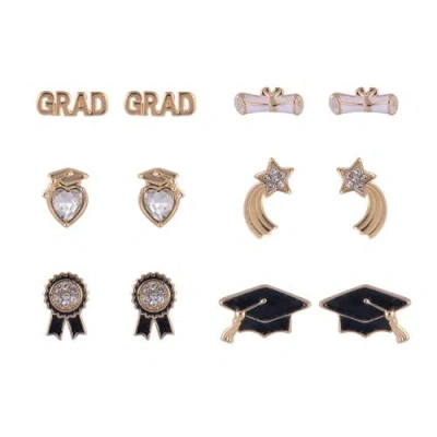 Hallmark Graduation 6 Pack Stud Earring Set In Gold