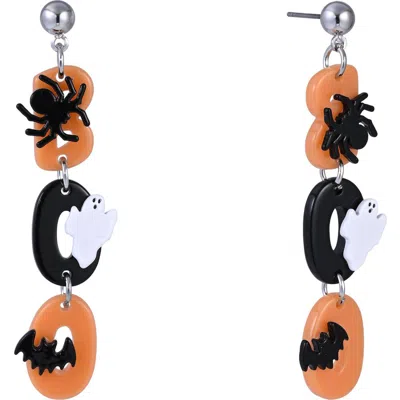 Hallmark Halloween Black And Orange Boo Earrings In Multi