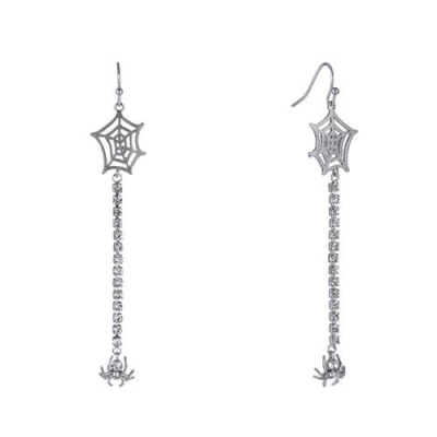 Hallmark Halloween Spider And Web Linear Earrings In White