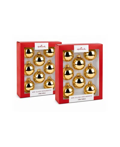 Hallmark Holiday 16-piece Glass Ball Ornaments In Gold