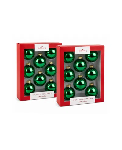 Hallmark Holiday 16-piece Glass Ball Ornaments In Green