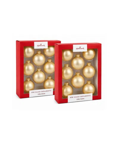 Hallmark Holiday 16-piece Velvet Glass Ball Ornaments In Gold