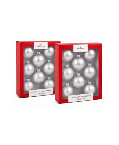 Hallmark Holiday 16-piece Velvet Glass Ball Ornaments In Silver