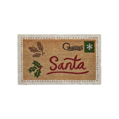 Hallmark Holiday Santa Letter Multicolor Outdoor Coir Doormat, 18" X 30" In Brown