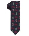 Hallmark Holiday Traditions Men's Christmas Santa Slim Tie In Blue