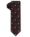 Hallmark Holiday Traditions Men's Merry Christmas And Snowflake Slim Tie In Black