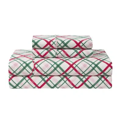 Hallmark Joy To The World Plaid Multi Brushed Cotton Flannel Bed Sheet Set