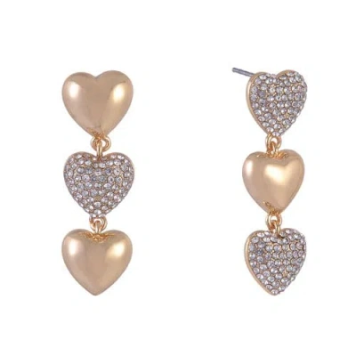 Hallmark Linear Gold Tone Heart Earrings With Pave Stones In Orange