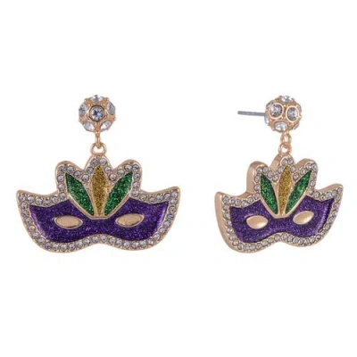 Hallmark Mardi Gras Mask Stone Earrings In Metallic