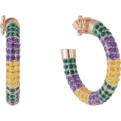 Hallmark Mardi Gras Stone Hoop Earrings In Gold
