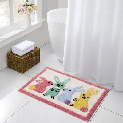 Hallmark Multicolor Easter Bunny Bffs Cotton Rich Bath Rug, 20" X 30" In White
