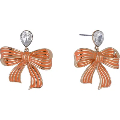 Hallmark Orange Bow Earrings In Silver