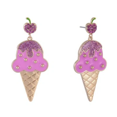 Hallmark Pink Ice Cream Cone Earrings In Multi