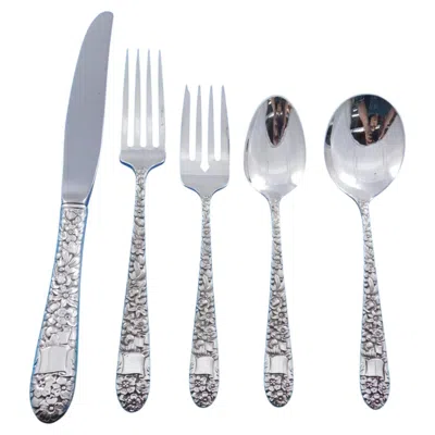 Pre-owned Hallmark Ribbon Rose By  Sterling Silver Flatware Set For 6 Service 30 Pieces In Red