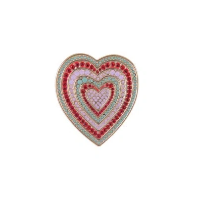 Hallmark Stone Heart Pin In Red