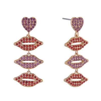 Hallmark Stone Lip Linear Earrings In Red