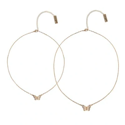 Hallmark Tear And Share Silver Tone Butterfly Pendant Necklaces In Gold