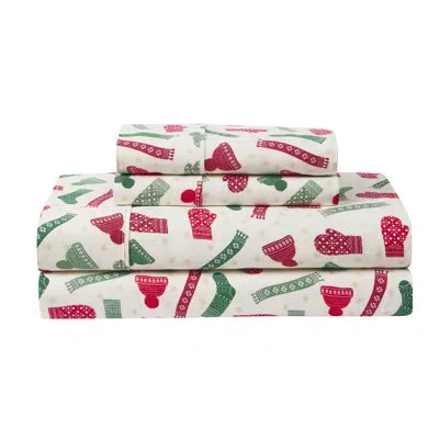 Hallmark Winters Multi Brushed Cotton Flannel Bed Sheet Set, Twin