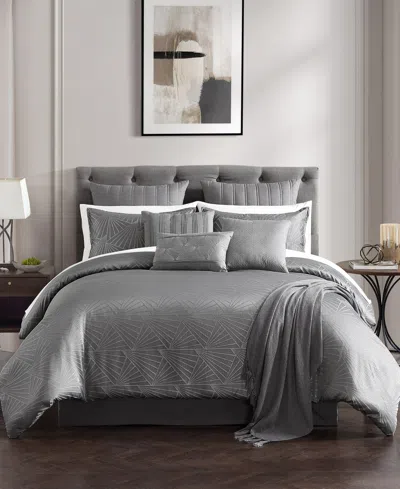 Hallmart Collectibles Charlotte 14 Piece Comforter Set, King In Gray