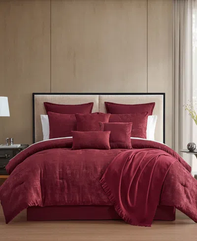Hallmart Collectibles Freta Jacquard 14-pc. Comforter Set, King In Red