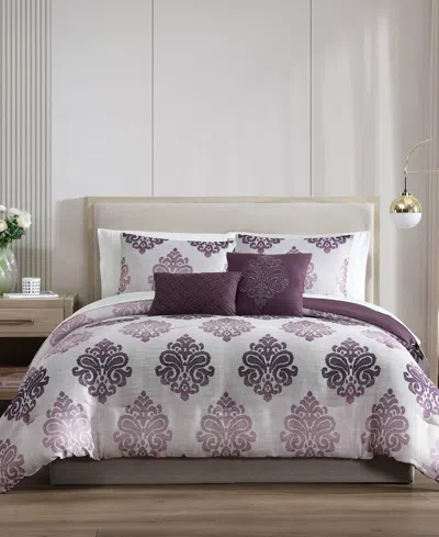 Hallmart Collectibles Morado Damask 9-pc. Comforter Set, Full In Purple