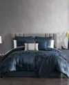 Hallmart Collectibles Orwell 14-pc. Comforter Set, King, Exclusively At Macy's In Navy,gray