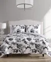 Hallmart Collectibles Painted Script 3 Piece Reversible Comforter Sets Bedding In Black