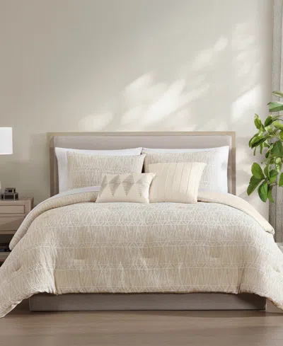 Hallmart Collectibles Wells Geometric 9-pc. Comforter Set, Queen In Sand