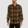 Hallstatt Mens Long Sleeve Regular Fit Flannel Shirt In Brown