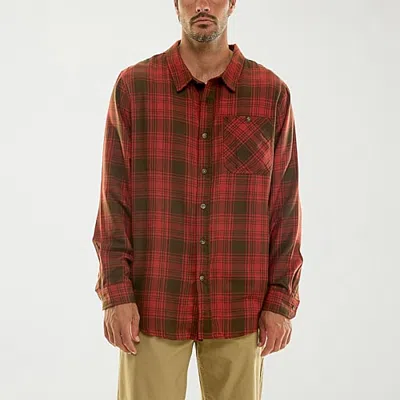 Hallstatt Mens Long Sleeve Regular Fit Flannel Shirt In Brown