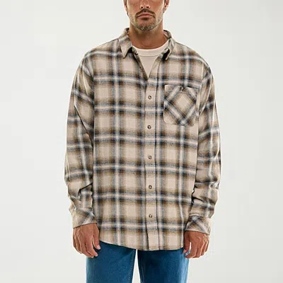 Hallstatt Mens Long Sleeve Regular Fit Flannel Shirt In White