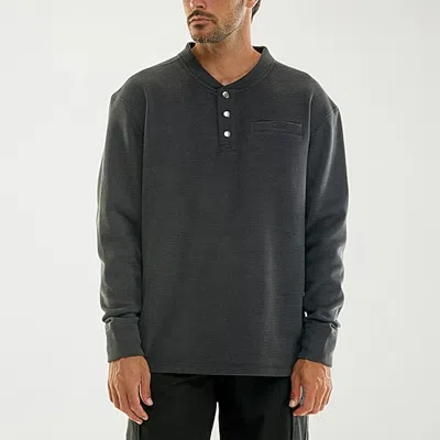 Hallstatt Workwear Mens Henley Neck Long Sleeve Regular Fit Thermal Top In Black