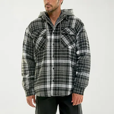 Hallstatt Workwear Mens Hooded Sherpa Lined Midweight Shirt Jacket In Black