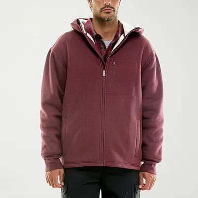 Hallstatt Workwear Mens Hooded Sherpa Lined Midweight Shirt Jacket In Red