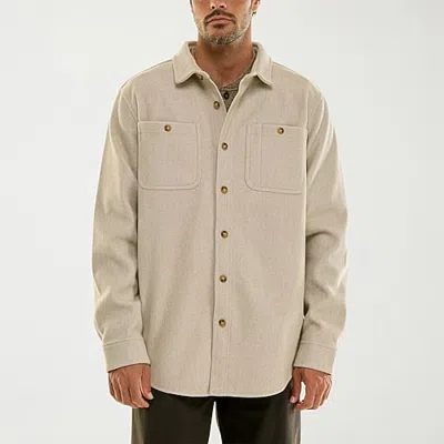 Hallstatt Workwear Mens Long Sleeve Regular Fit Button-down Shirt In Beige