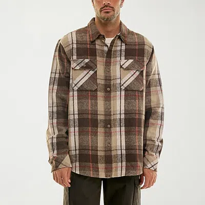 Hallstatt Workwear Mens Long Sleeve Regular Fit Flannel Shirt In Beige