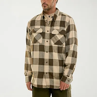 Hallstatt Workwear Mens Long Sleeve Regular Fit Flannel Shirt In Brown